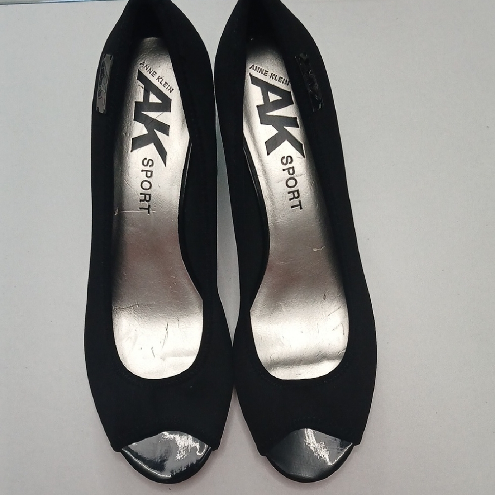 Anne Klein Black Peep-Toe Heels